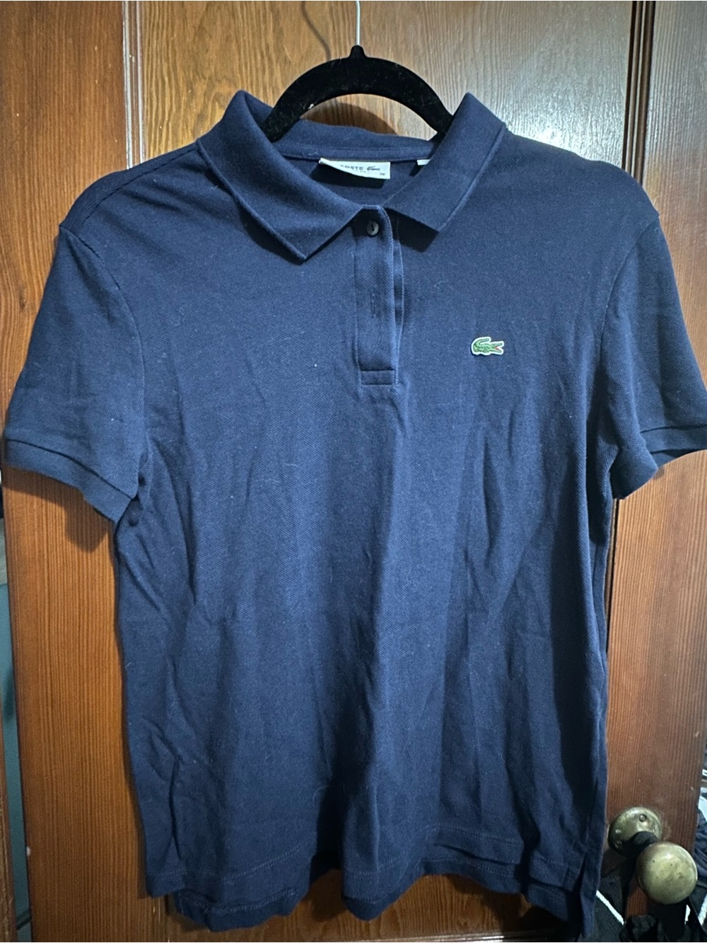 Lacoste Men’s Dark Navy Polo with Green Crocodile Logo